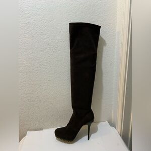 NWOB Le Silla knee high boots sz 37  brown suede Italy